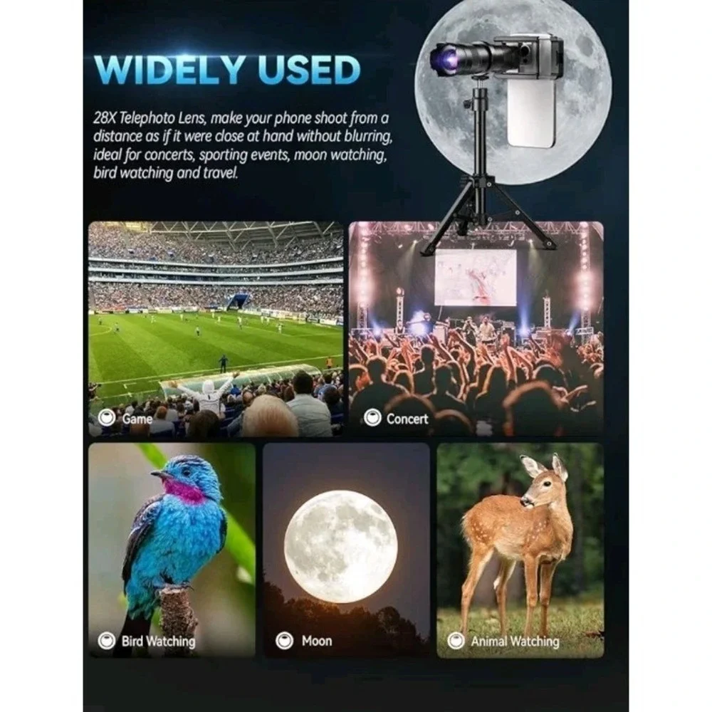 APEXEL HD 28x Long‎ Range Monocular Zoom Telephoto Lens With Tripod for Phones